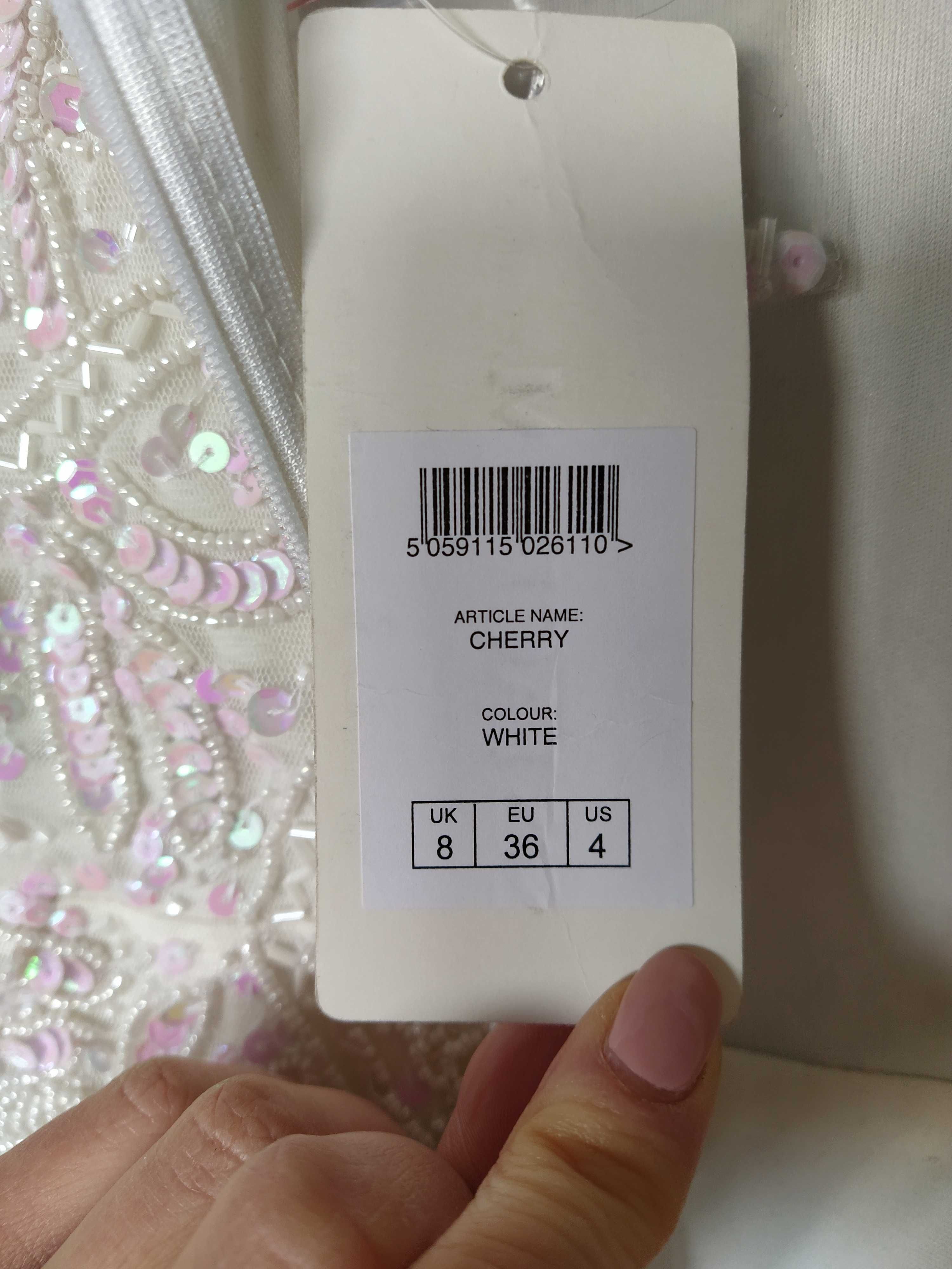 Sukienka SistaGlam cekiny,wieczorowa, a może być ślubna S / 36