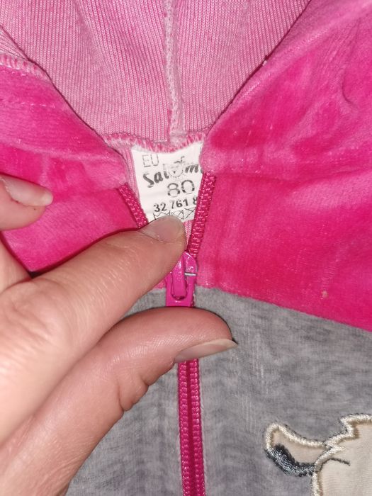 Bluza różowa szara. Rozmiar 80. Stan bardzo dobry.