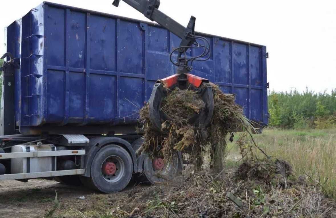 Wywóz gałęzi, odpadów zielonych, liści, trawy, karpy, kontener