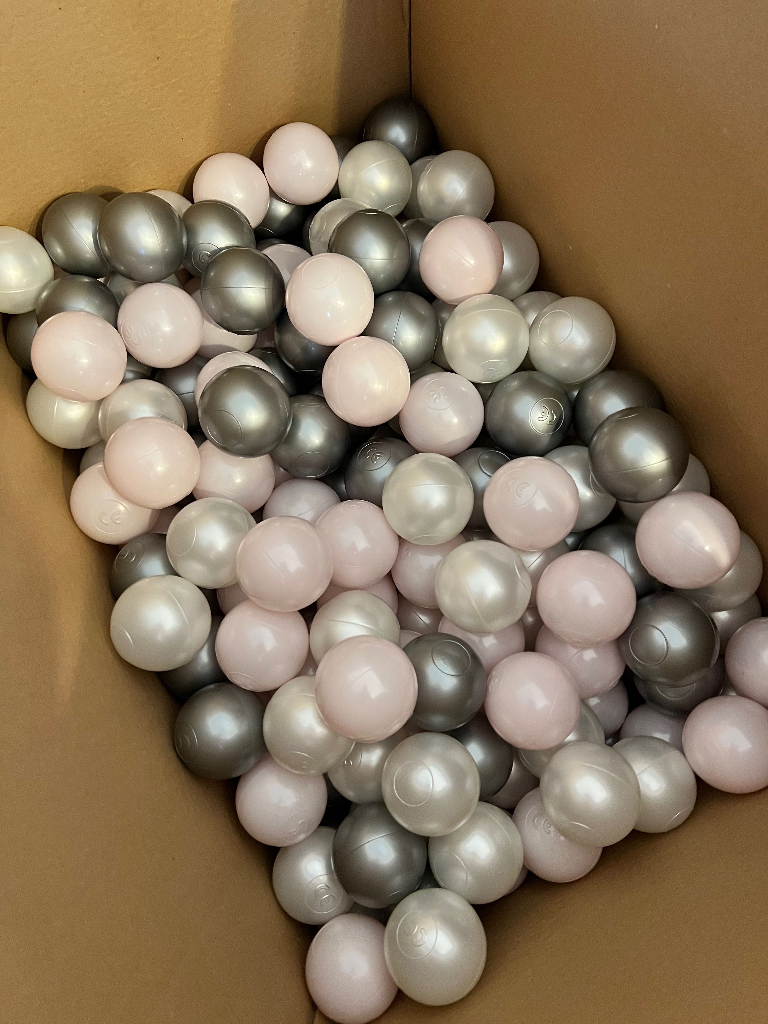 Piłeczki suchy basen kulki perłowe białe różowe srebrne stalowe