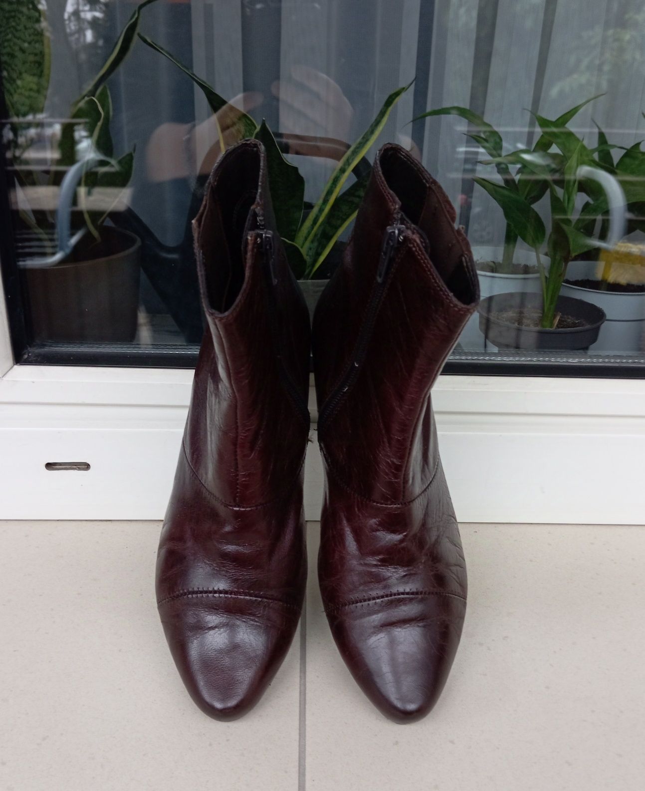 Skórzane brązowe buty botki, Hogl, rozmiar 37,5