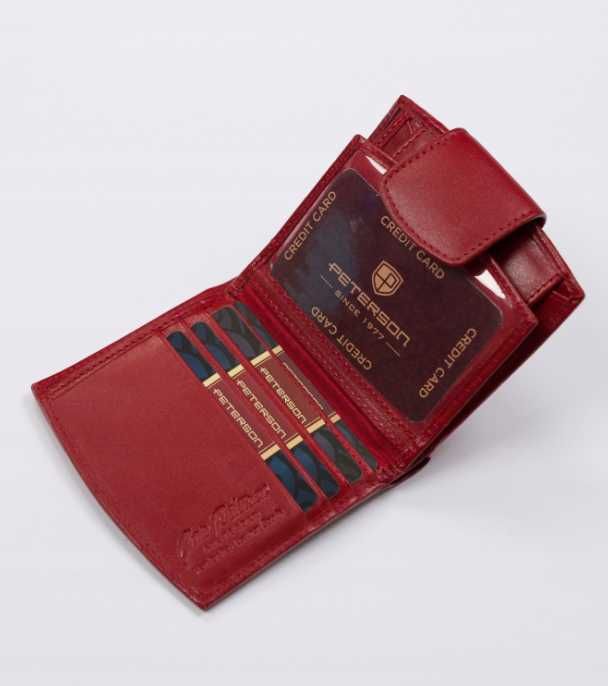 Peterson portfel skóra naturalna czerwony PTN SET-D-02-KCS RED ttst228