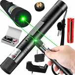 Mocny Wskaźnik Laserowy Laser Zielony Aku + Ładowarka I Nakładka