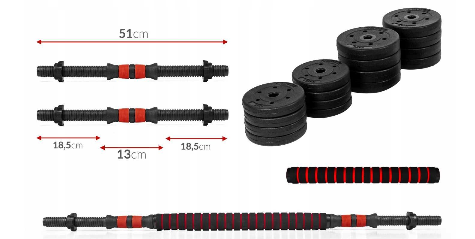 Nowe Hantelki Hantle Sztanga 2x15kg Gryf Regulowane 30kg | WYPRZEDAŻ