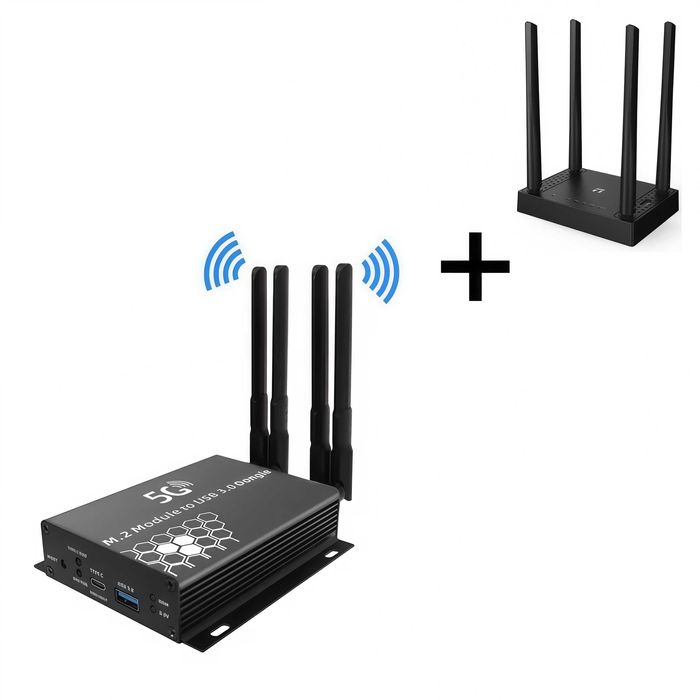 Адаптер 4G/5G модем M.2 + Wi-Fi маршрутизатор Netis N5