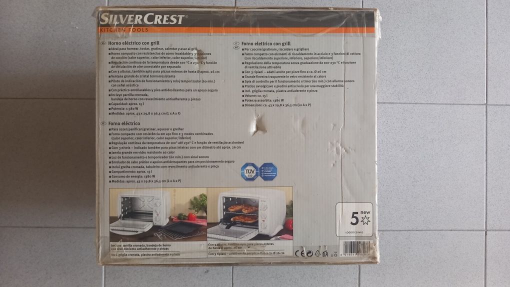 Forno elétrico com grill SilverCrest – novo