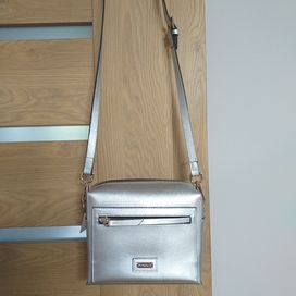 PINKO NOWA oryginalna skóra nat saffiano torebka crossbody silver mała