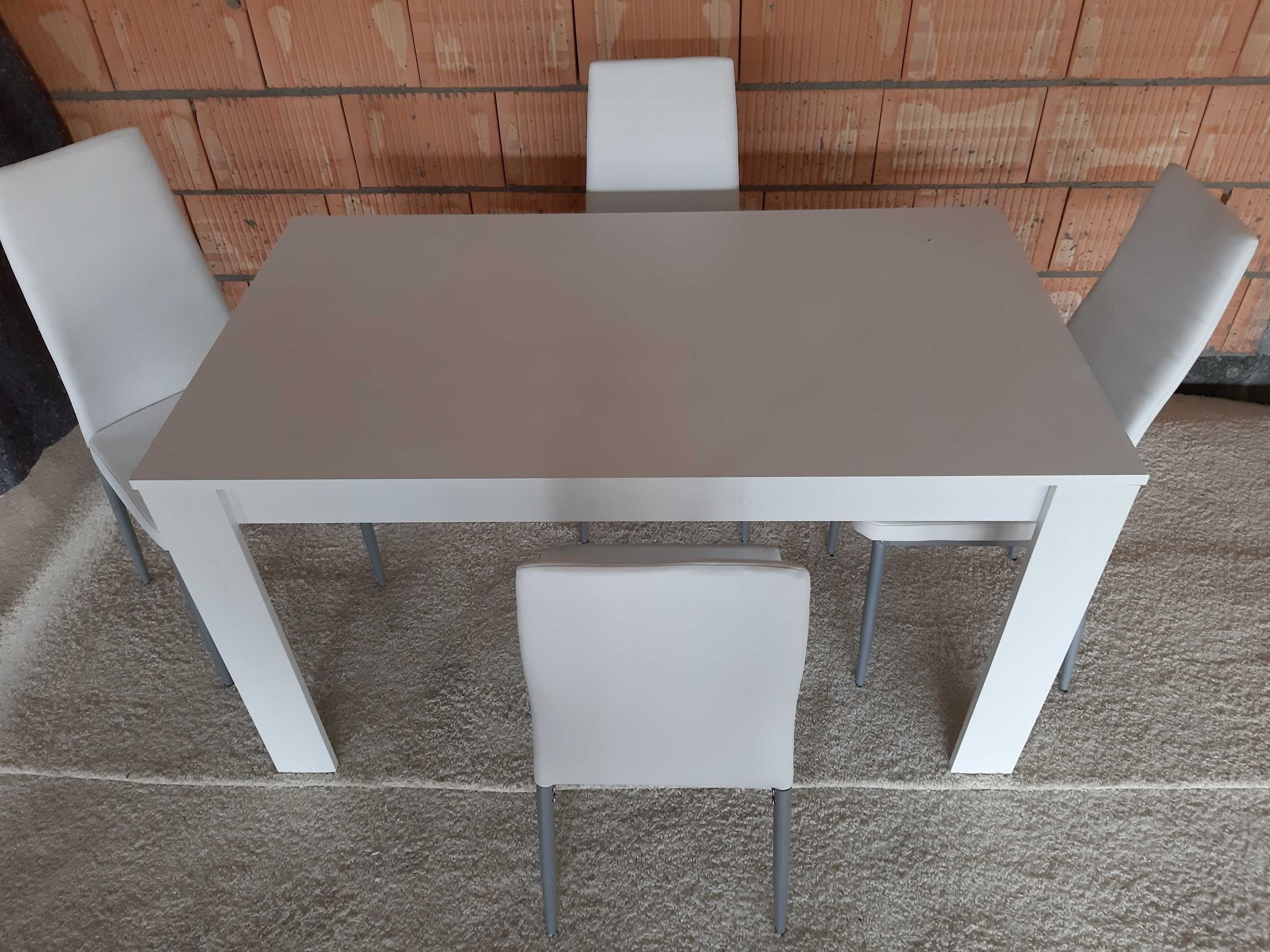 Nowy nowoczesny biały komplet / stół i 4 krzesła