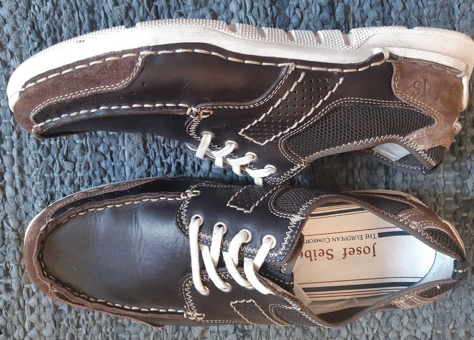 Skórzane komfortowe oddychające kryte letnie półbuty Josef Seibel, 45