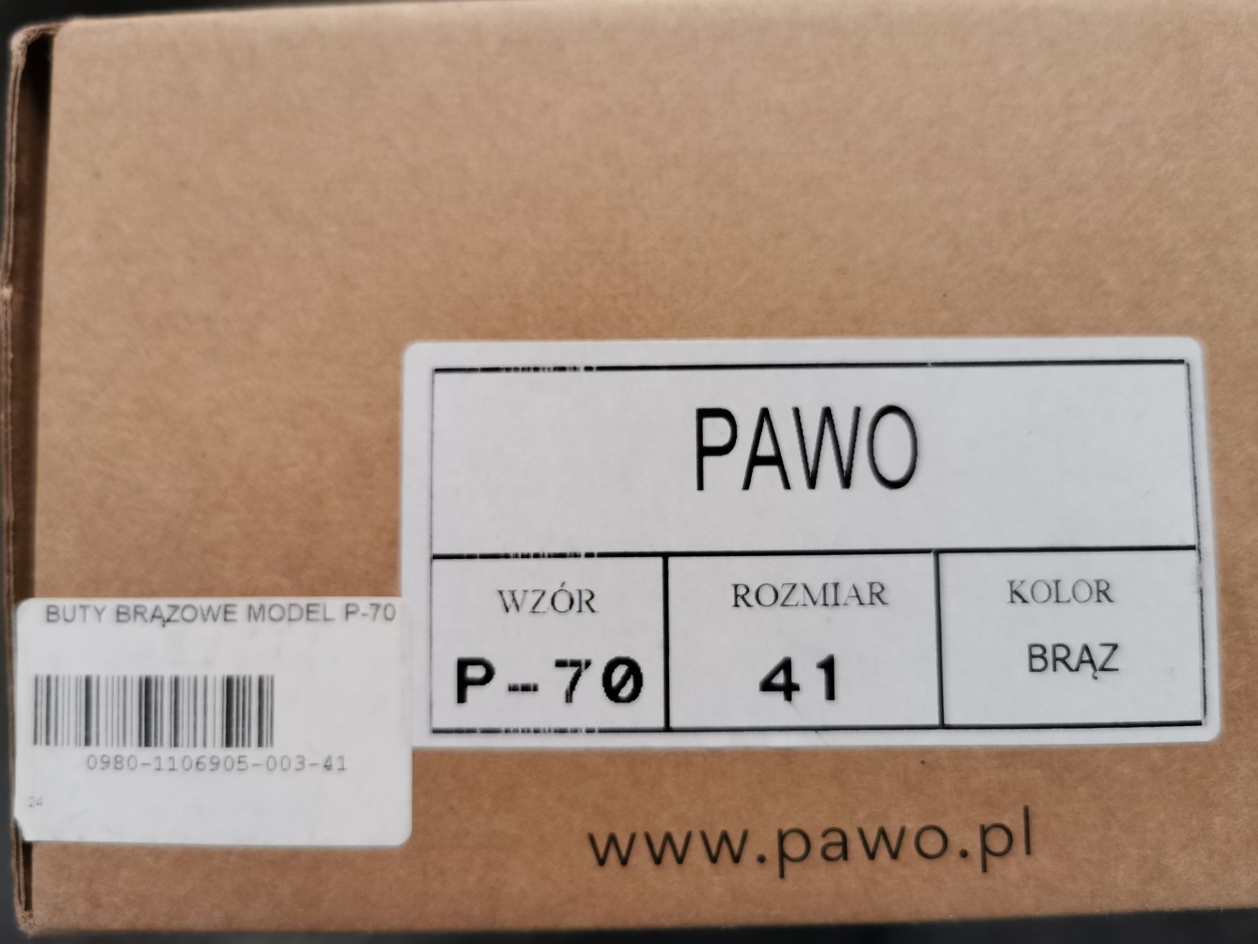 Brązowe buty męskie PAWO model P-70 rozm. 41, skóra naturalna
