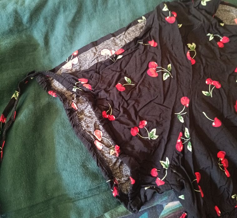 Nowa sukienka plus size, wisienki, jedwab