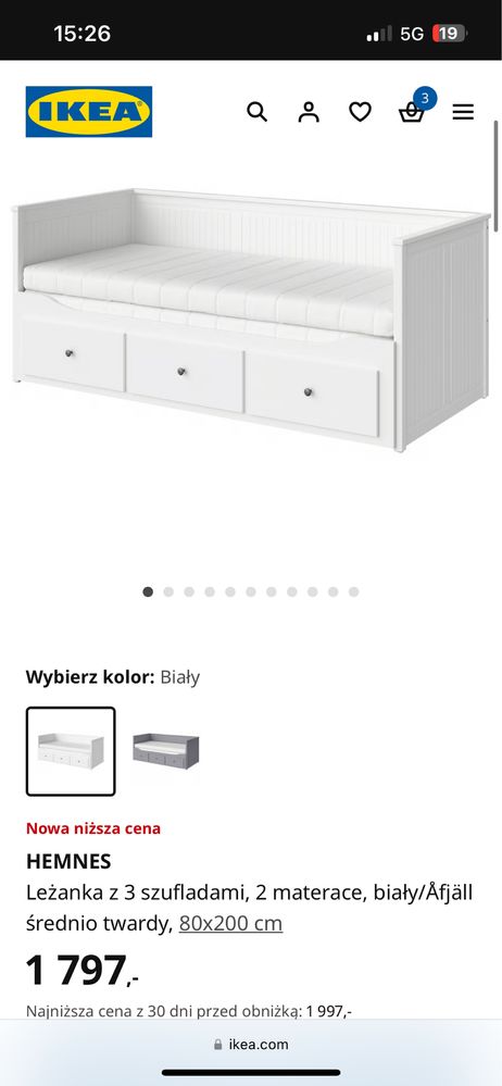 Łóżko rozkładane Ikea HEMNES