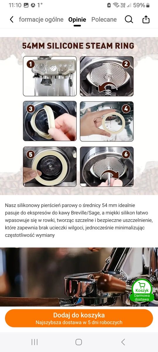 Uszczelka do ekresu kolbowego Brevil