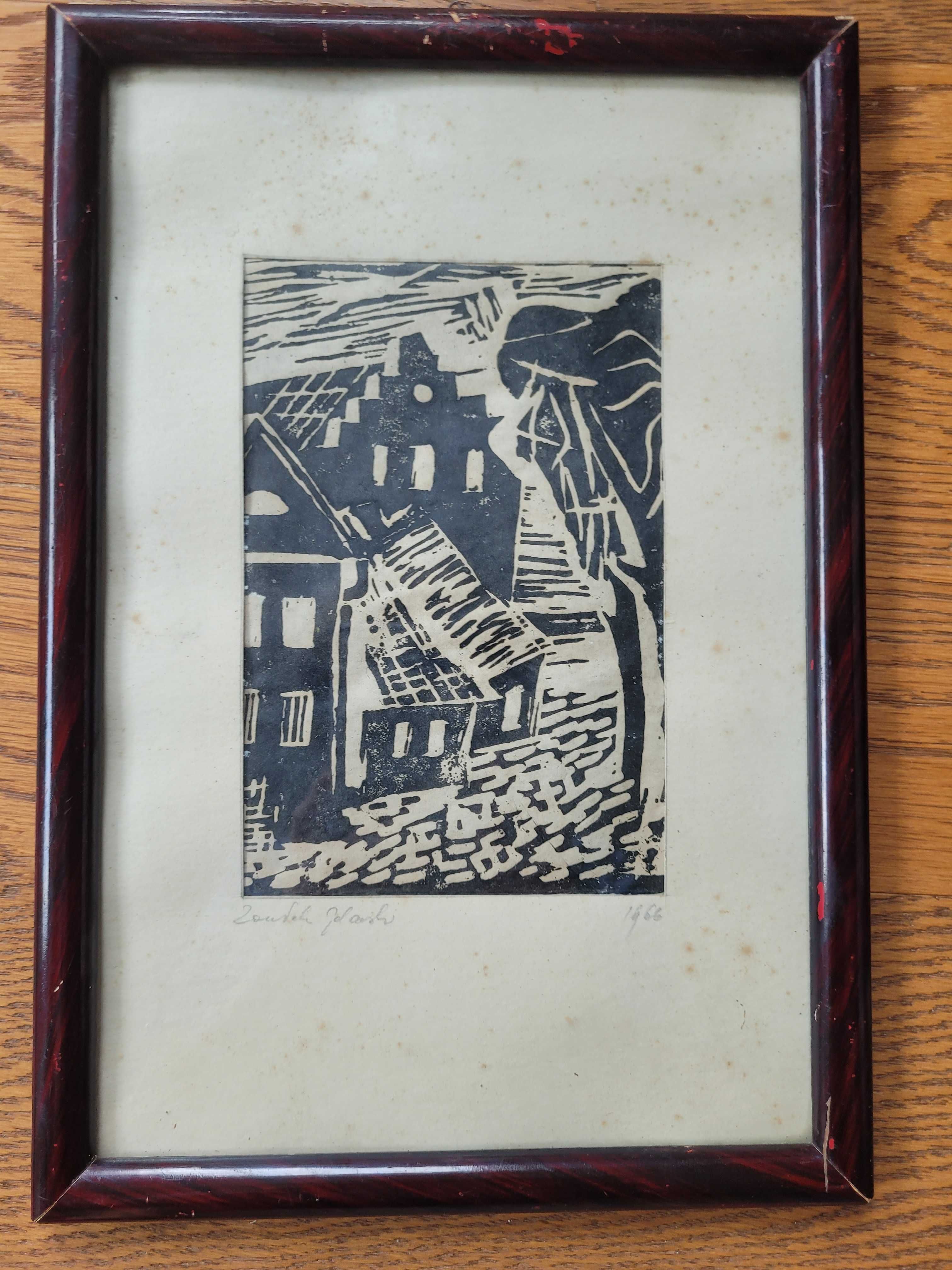 grafika , Brama Nizinna Gdańsk 1966, Zaułek Gdańśk 1966, Gdańsk 1966