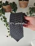 Męski jedwabny krawat 100% silk, wzorki, szary, kwadraciki, Michaelson