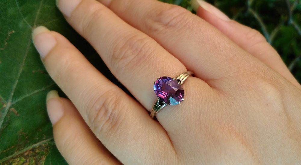 Кольцо срібло 875 проба. Зірочка. Камінь Аметист. РС3. СССР