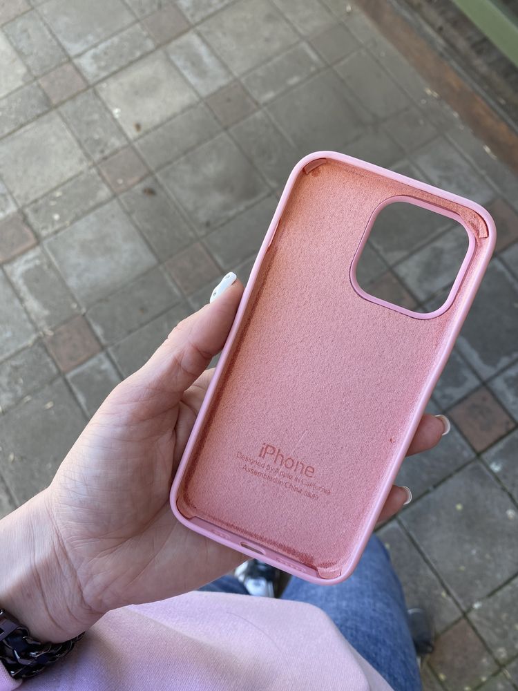 Чехол рожевий на айфон iphone 13 pro silicone case із мікрофіброю