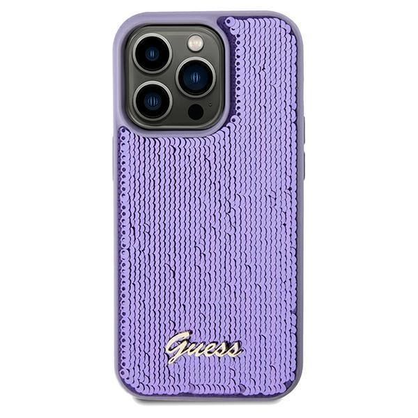 Etui Guess Sequin Script Metal Na Iphone 14 Pro - Fioletowe