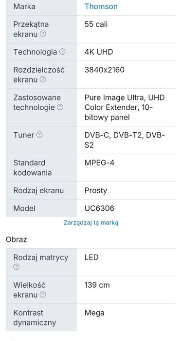 Telewizor 55cali 4K UHD DVB-T2 SMART TV