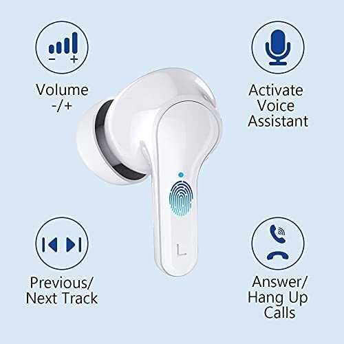 Auriculares S fios Bluetooth 5.0 In-Ear, IP7, USB C, caixa de carga