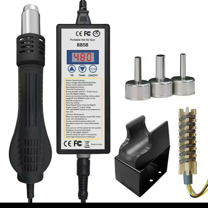 Паяльная станция 8858 с запасной спиралью, фен для пайки, термофен