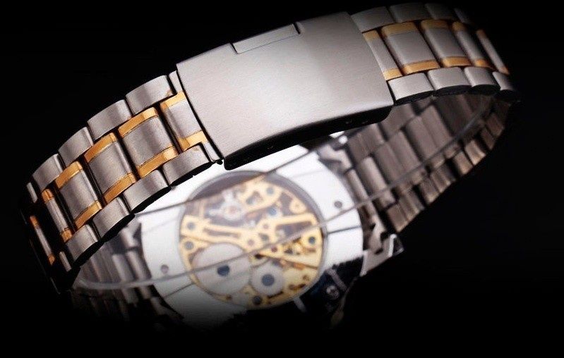 zegarek srebrny SKELETON mechaniczny na RUBINACH --> metalowy