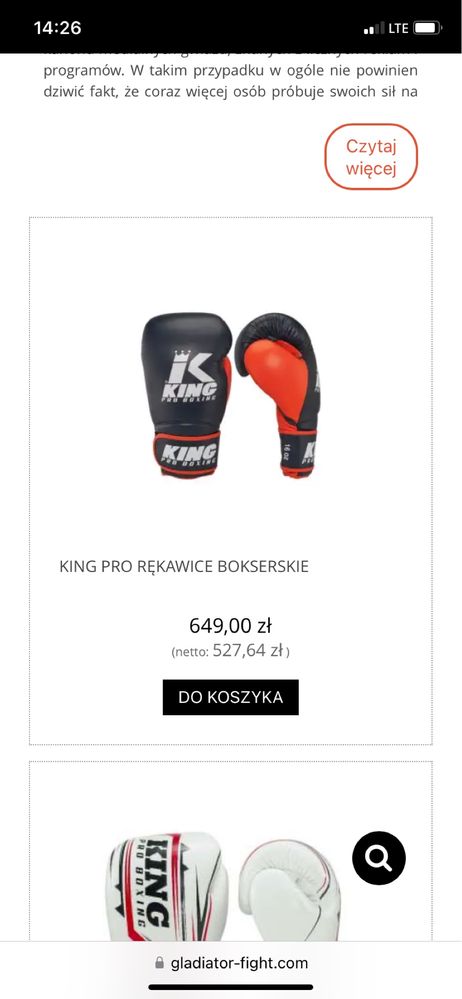 Rękawice bokserskie King pro boxing oz12