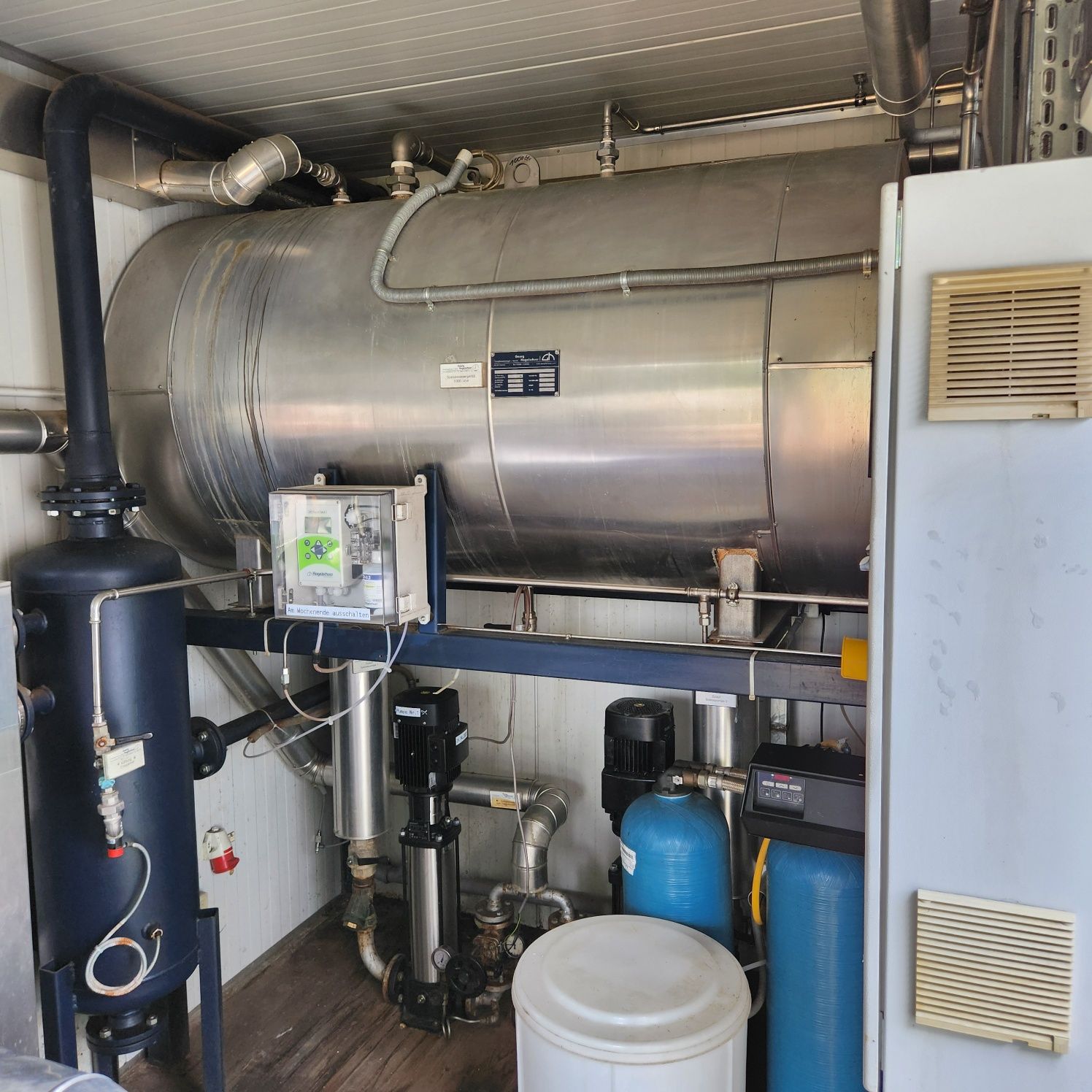 Kocioł parowy Loos 1,25t/h 13Bar kotłownia kontenerowa palnik Weishaup