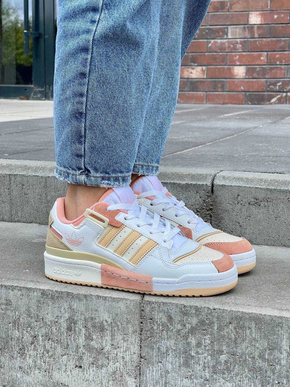 Жіночі кросівки Adidas Forum Exhibit Low White Orange  (36-40 р.)