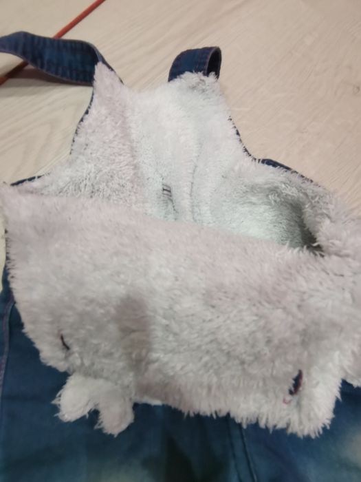 Детский тёплый джинсовый комбез на 1 год