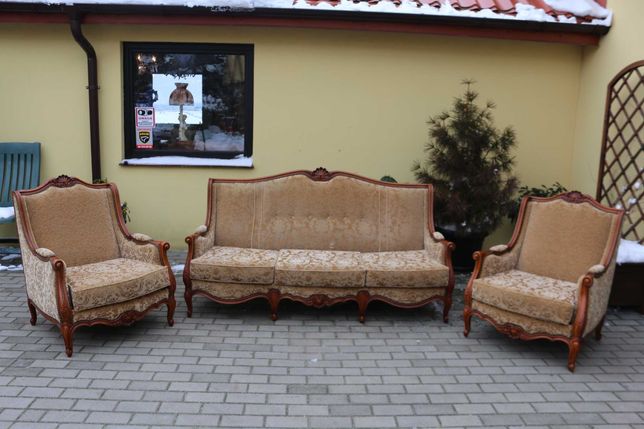 dwa fotele + sofa styl ludwikowski ( komplet )