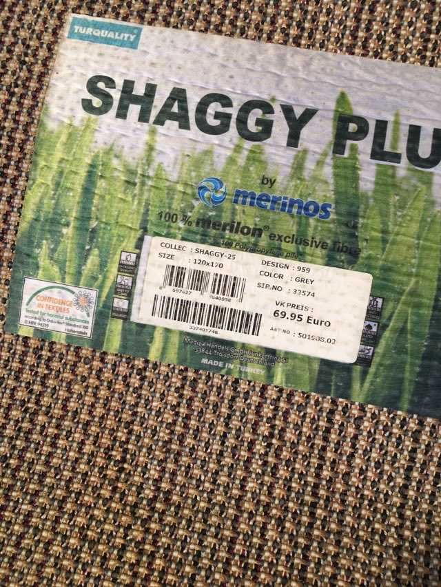 Dywan Shaggy 120x170 szary.