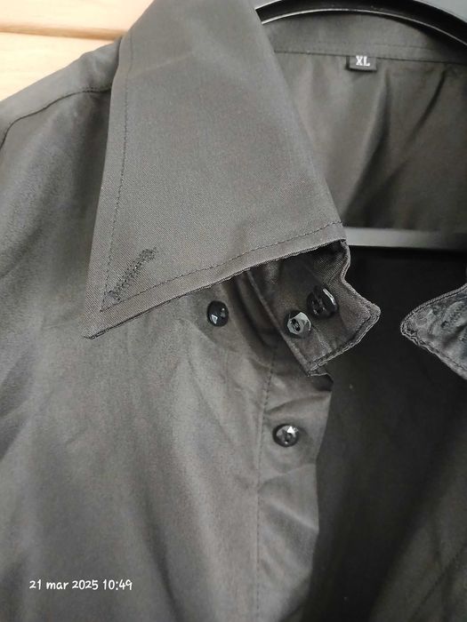 Czarna błyszcząca koszula męska XL elegancka młodzieżowa