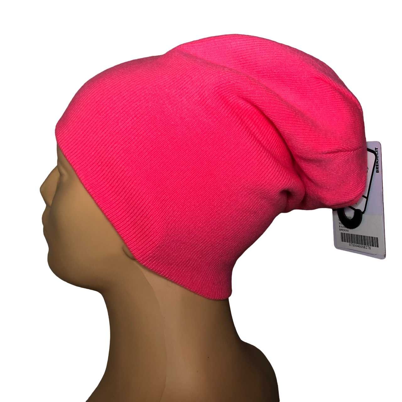 CG25 Dwuwarstwowa Damska Czapka BREKKA Fuksja NEON Beanie 2w1