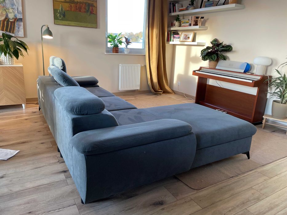 Narożnik SCALA z funkcją spania, rozkładane zagłówki Agata Meble