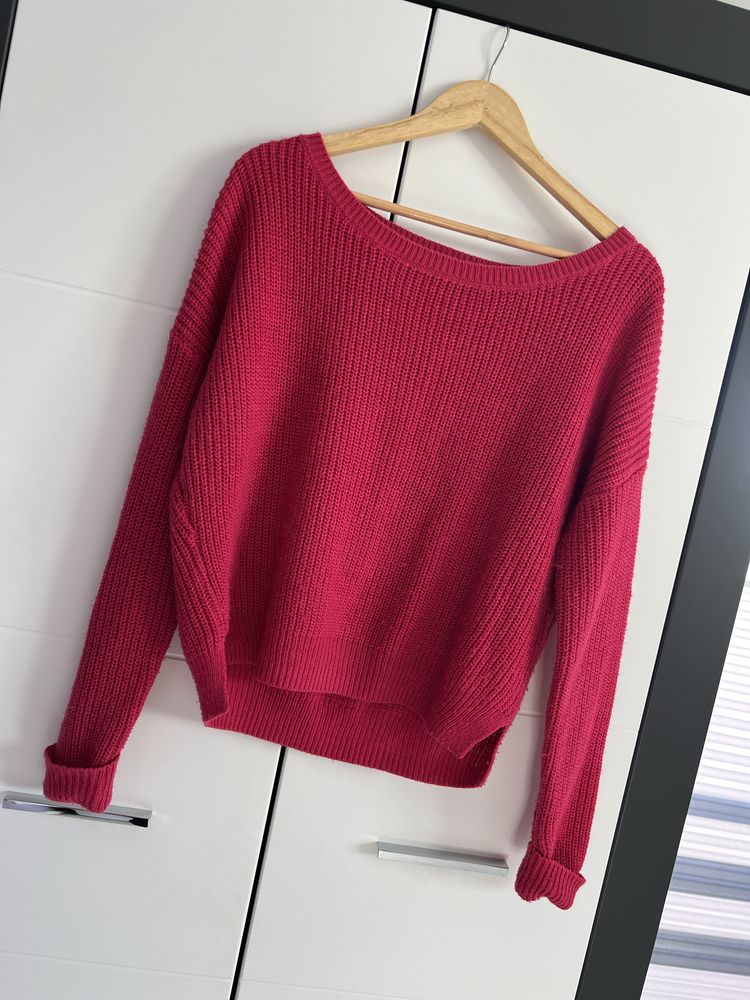 Sweter, sweterek oversize Review malinowy