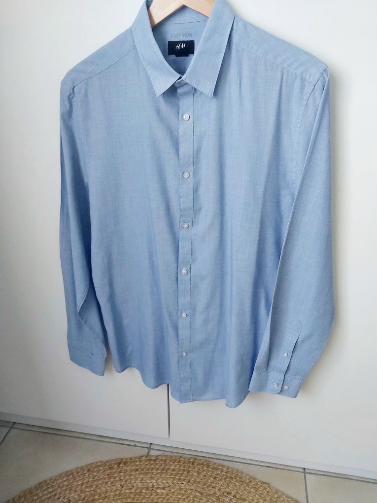 Koszula męska H&M błękitna koszula Slim fit easy Iron smart casual