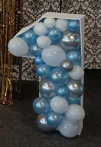 Dekoracja roczek świecąca jedynka 1 urodziny balony