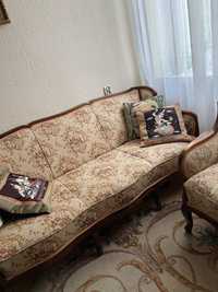 Komplet dwa fotele i sofa drewno w stylu Ludwik xvI