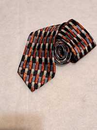 Krawat męski jedwabny, Lanvin Paris, wielokolorowy, silk, pomarańcz