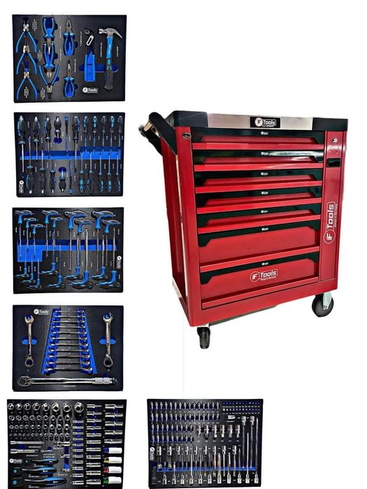 Carrinho Armário com Ferramentas 6/7 gavetas completas  Marca Alemã