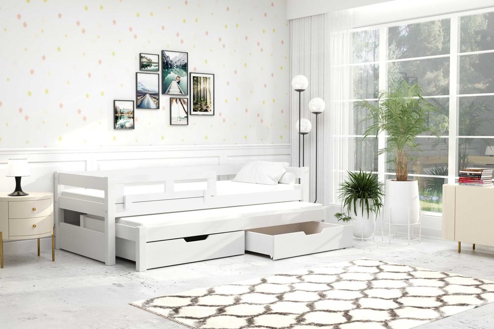 Łóżko drewniane dwuosobowe dla dzieci Alan, materace 200x90 gratis!