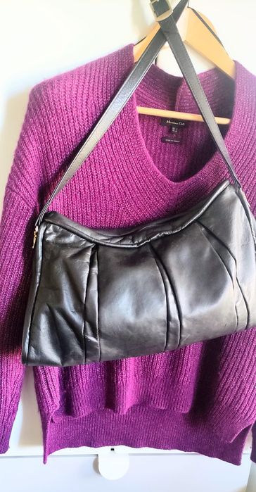 Czarna skórzana torebka under-arm • miękka skóra • elegancka i pojemna