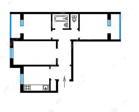 Орендувати 3-кімнатна квартира 
 вул. Кастуся Калиновського, 25, 69 м²