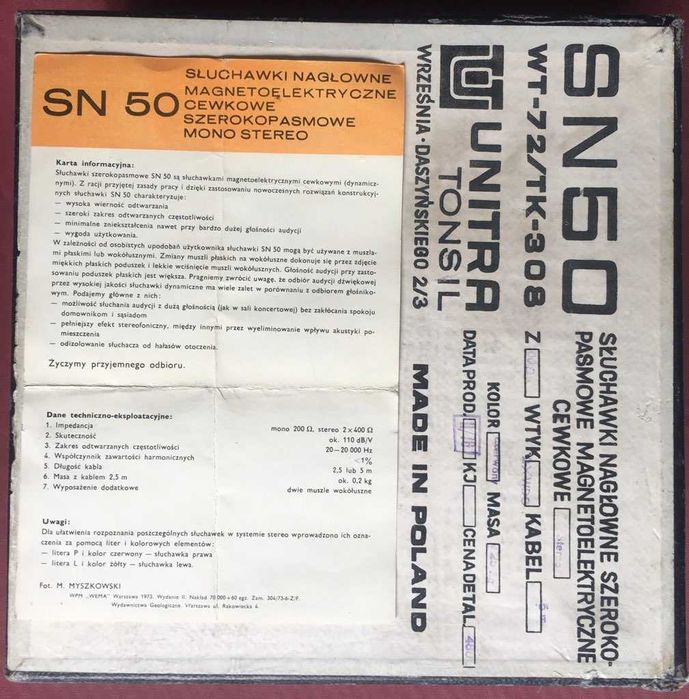 Słuchawki Nagłowne Unitra Tonsil SN 50 w bardzo ładnym stanie