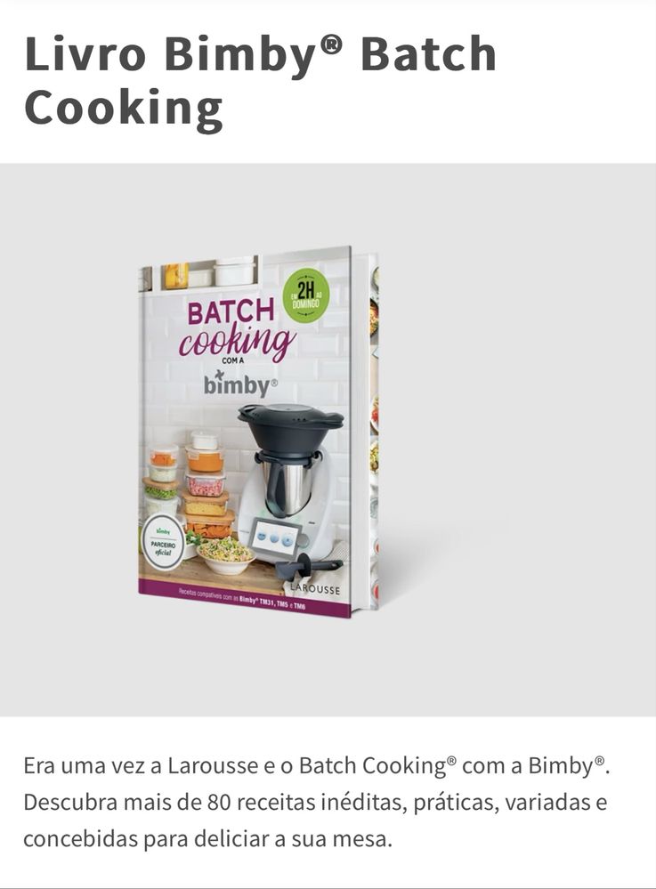 Livro BIMBY Novo - Batchcooking com a Bimby