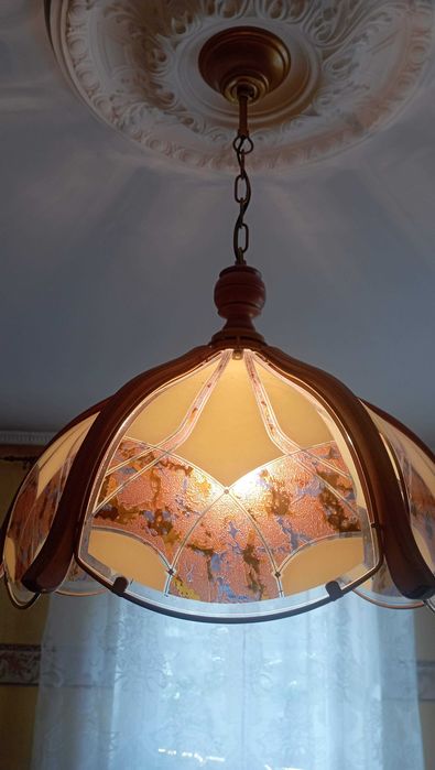 Szklana lampa wisząca *  Żyrandol na jedną żarówkę  Duży gwint E27