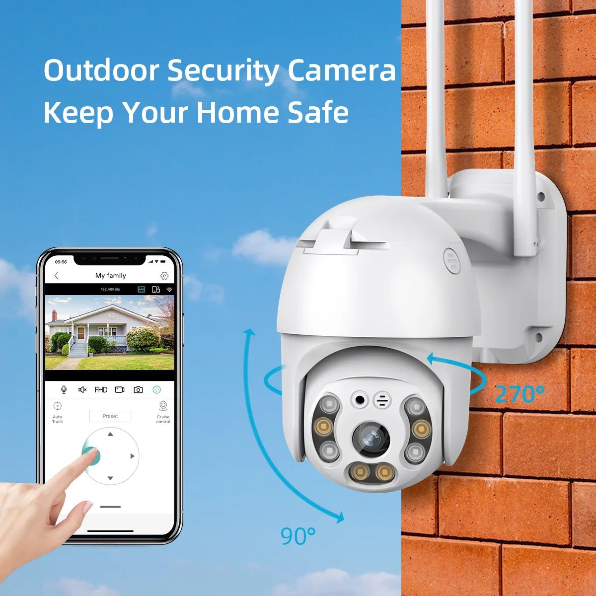 Уличная поворотная камера видеонаблюдения 2мп A6W2 ICSEE WiFi PTZ