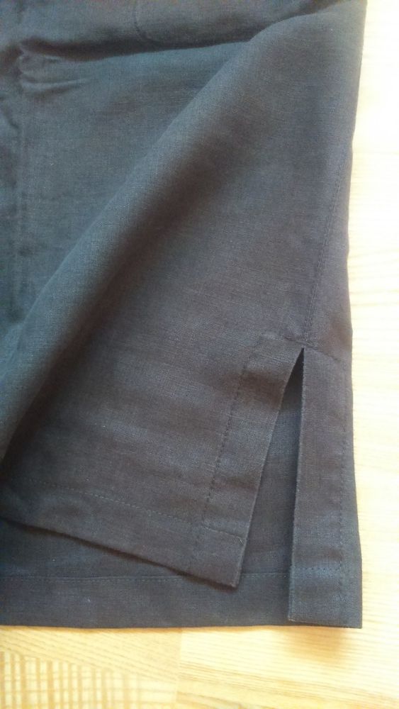 Spódnica HM lniana brąz dekatyzowana z kieszeniami L-midi