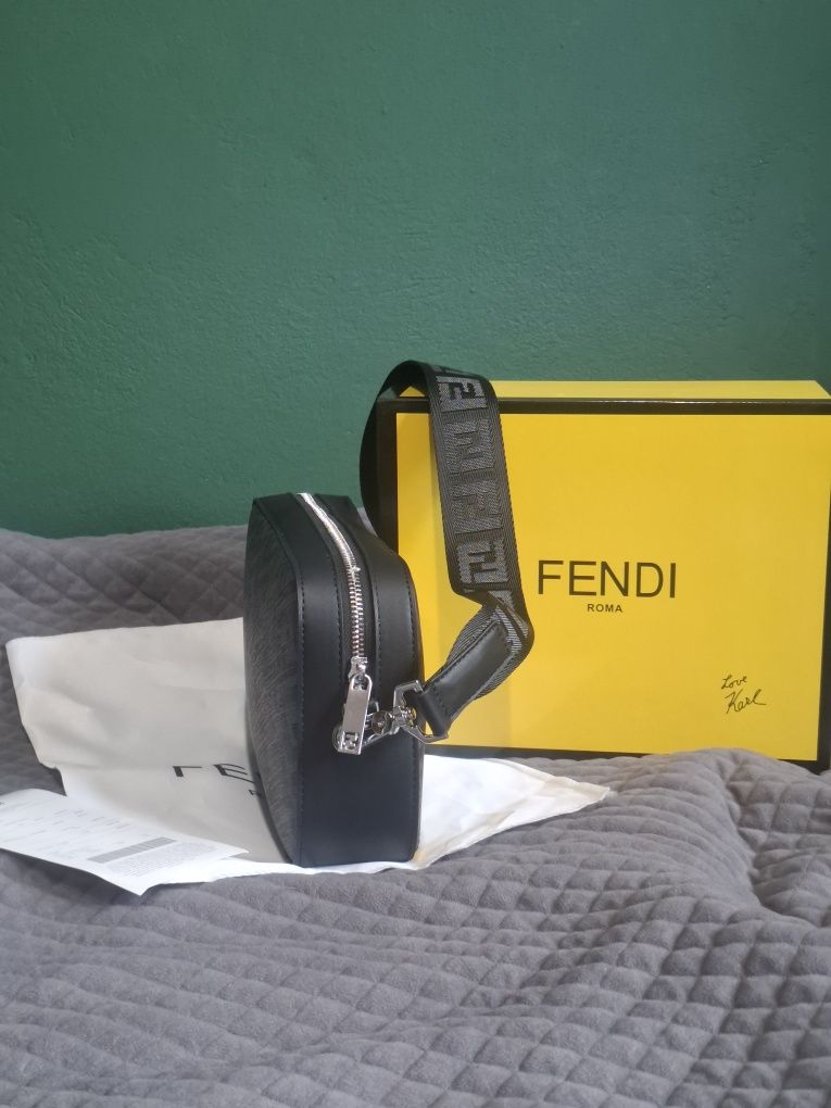 Torebka/Saszetka Fendi Diagonal Camera Case Bag Fabric Gray